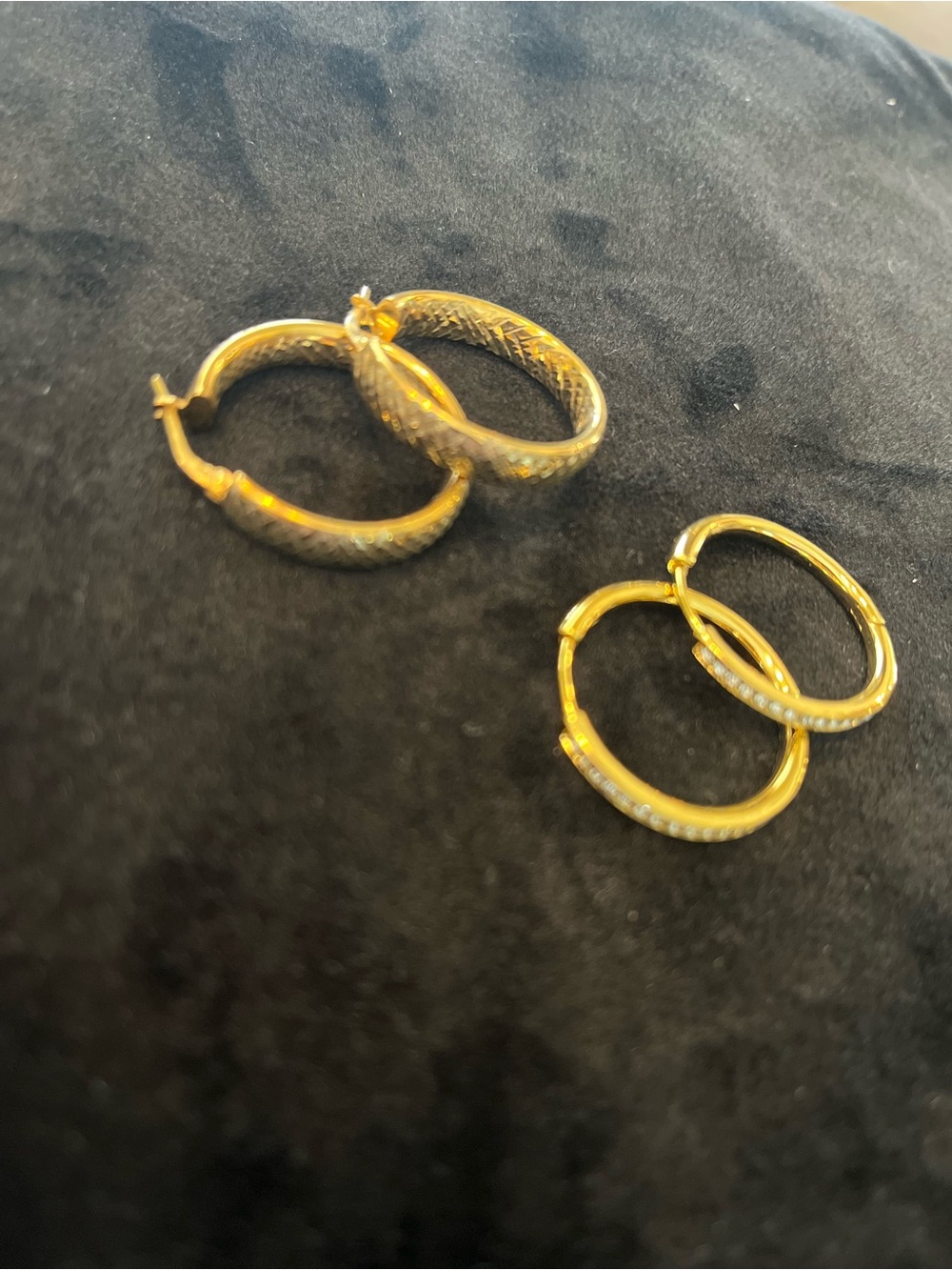 Gold Tone Hoop Earrings with Pavé Detailing